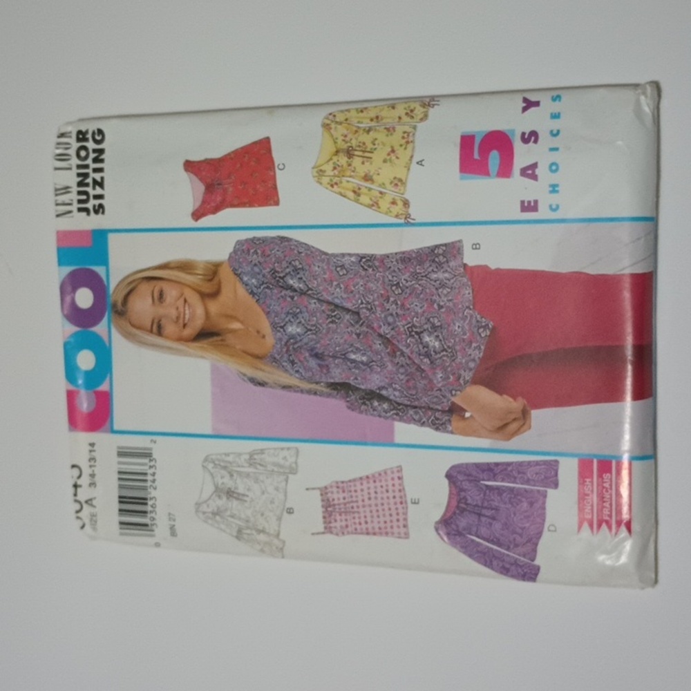 3/$15 Y2K New Look 6045 Boho Juniors Sewing Pattern 039363244332